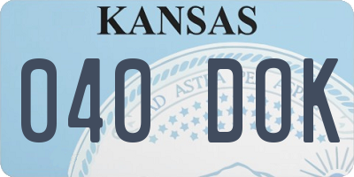 KS license plate 040DOK