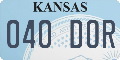 KS license plate 040DOR
