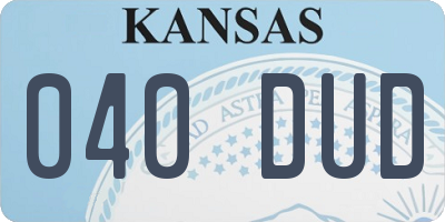 KS license plate 040DUD