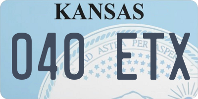KS license plate 040ETX