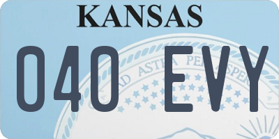 KS license plate 040EVY