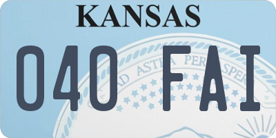 KS license plate 040FAI