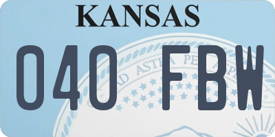KS license plate 040FBW