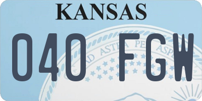 KS license plate 040FGW