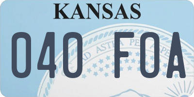 KS license plate 040FOA