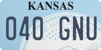 KS license plate 040GNU