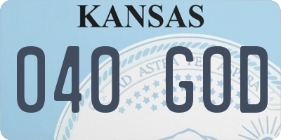 KS license plate 040GOD