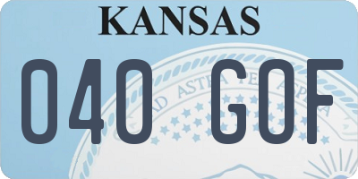 KS license plate 040GOF