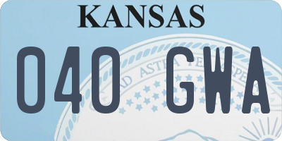 KS license plate 040GWA