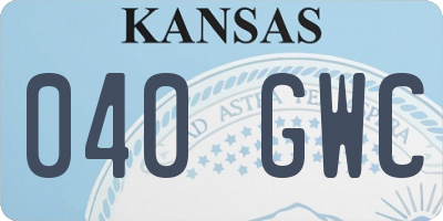 KS license plate 040GWC