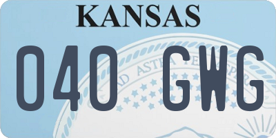 KS license plate 040GWG