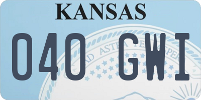 KS license plate 040GWI