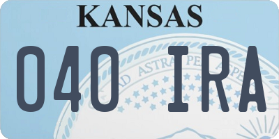 KS license plate 040IRA