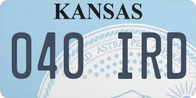 KS license plate 040IRD