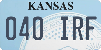 KS license plate 040IRF