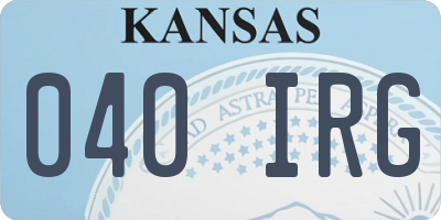KS license plate 040IRG