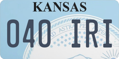KS license plate 040IRI