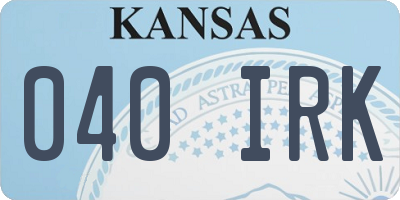 KS license plate 040IRK