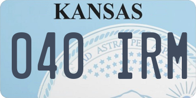 KS license plate 040IRM