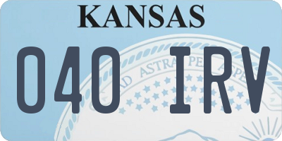 KS license plate 040IRV