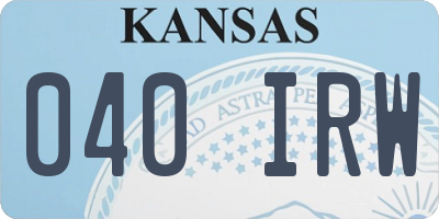 KS license plate 040IRW