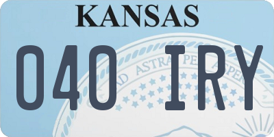 KS license plate 040IRY