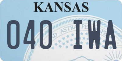 KS license plate 040IWA