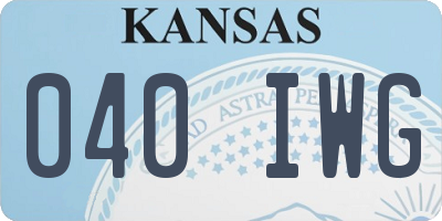 KS license plate 040IWG