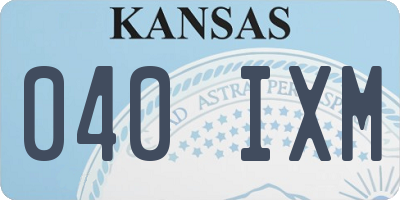 KS license plate 040IXM