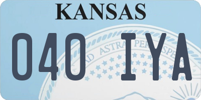 KS license plate 040IYA