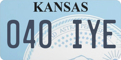 KS license plate 040IYE