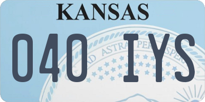 KS license plate 040IYS