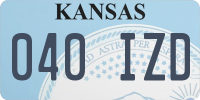 KS license plate 040IZD