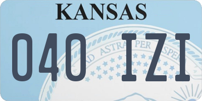 KS license plate 040IZI