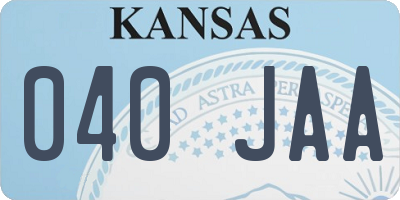 KS license plate 040JAA