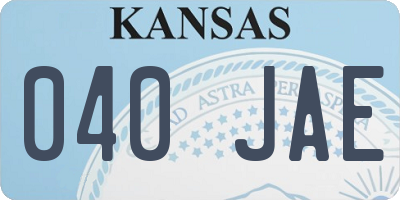 KS license plate 040JAE