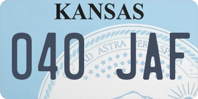KS license plate 040JAF