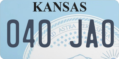 KS license plate 040JAO
