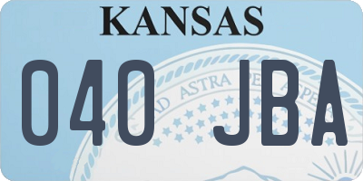 KS license plate 040JBA