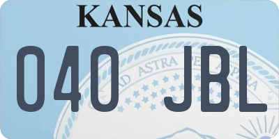 KS license plate 040JBL