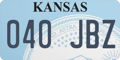 KS license plate 040JBZ