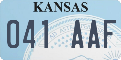 KS license plate 041AAF