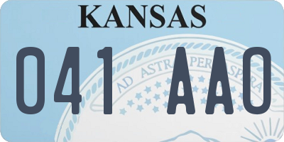 KS license plate 041AAO