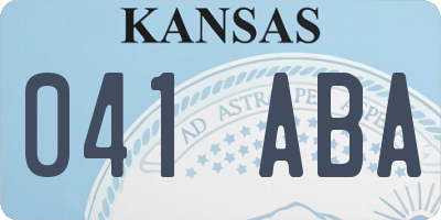 KS license plate 041ABA