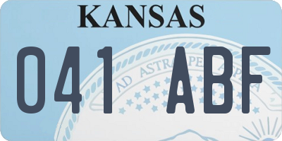 KS license plate 041ABF