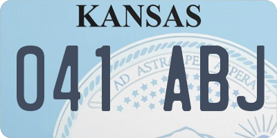KS license plate 041ABJ