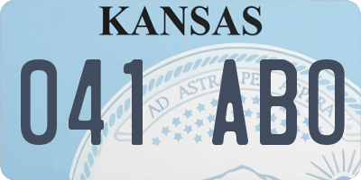 KS license plate 041ABO