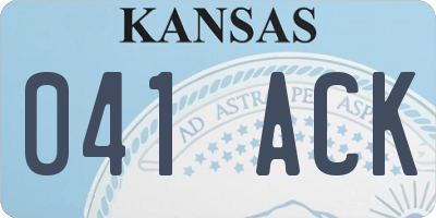 KS license plate 041ACK