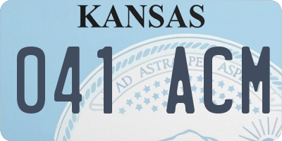 KS license plate 041ACM