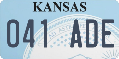 KS license plate 041ADE